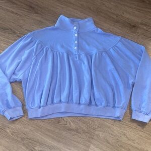 Aerie Blue Button-Up Sweatshirt